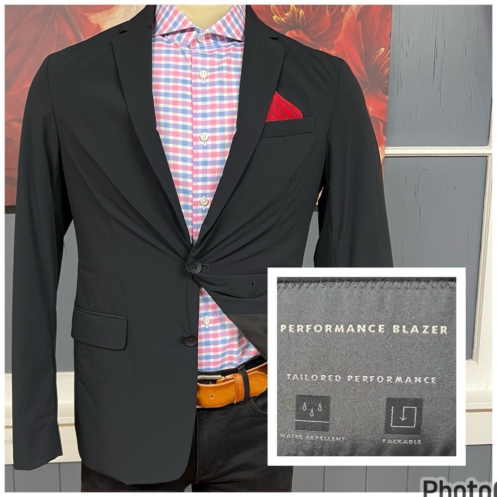 Banana Republic Travel Performance Blazer Mens 38R Slim Fit Softshell Black